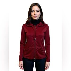 Colorful Size XS Women's Maroon Zip Up Stretchy Hoodie